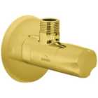 Invena Gold Brass 1/2" x 3/8" BSP Basin Hose Valve Water Tap Cut-Off