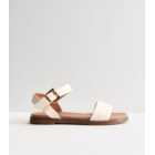 Off White Quilted 2 Part Buckle Sandals
