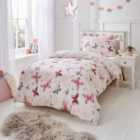 Butterflies Pink and White Duvet Cover and Pillowcase Set