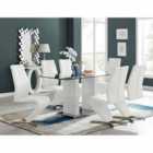 Furniture Box Florence White High Gloss And Glass Dining Table With 6 x White Willow Chairs Set