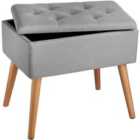 Ranya Bench Upholstered Linen Look With Storage Space - Light Grey