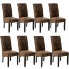 8 Dining Chairs With Ergonomic Seat Shape - Antique Brown