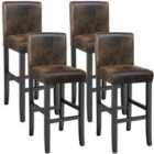 4 Breakfast Bar Stools - Artificial Brown Leather