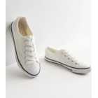 White Canvas Lace Up Trainers