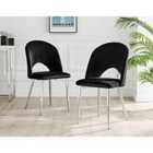 Furniture Box 2x Arlon Black Velvet Silver Leg Dining Chairs