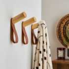 Set of 3 Artisan Wall Hooks with Leather Straps