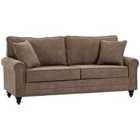 HOMCOM Fabric Sofa 2 Seater Sofa For Living Room Loveseat With Throw Pillow Brown