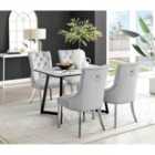 Furniture Box Carson White Marble Effect Dining Table and 4 Grey Belgravia Chairs