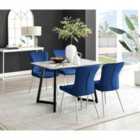 Furniture Box Carson White Marble Effect Dining Table and 4 Blue Nora Silver Leg Chairs
