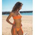 South Beach Orange Crochet Bandeau Bikini Set