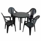 Revello Round Table With 4 Pineto Chairs Set Anthracite