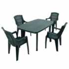 Rimini Rectangular Table With 4 Parma Chairs Set Green