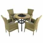 Bayfield Firepit 89Cm Table With 4 Dorchester Chairs Set