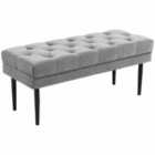 HOMCOM Bench Button Tufted Seat Grey Washed WoodEffect Frame