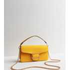 Yellow Leather-Look Baguette Chain Shoulder Bag