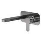 Nuie Arvan Wall Mounted 2 Tap Hole Basin Mixer With Plate - Brushed Gun Metal