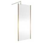 Nuie 900mm Outer Framed Wetroom Screen With Support Bar - Brushed Brass