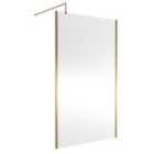 Nuie 1200mm Outer Framed Wetroom Screen With Support Bar - Brushed Brass