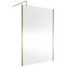 Nuie 1400mm Outer Framed Wetroom Screen With Support Bar - Brushed Brass