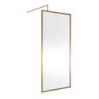 Nuie Full Outer Frame Wetroom Screen 1850x900x8mm - Brushed Brass