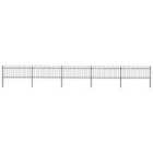 vidaXL Garden Fence With Hoop Top Steel 8.5X0.8 M Black