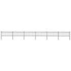 vidaXL Garden Fence With Hoop Top Steel 10.2X0.8 M Black