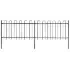 vidaXL Garden Fence With Hoop Top Steel 3.4X1 M Black