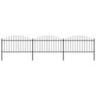 vidaXL Garden Fence With Spear Top Steel (1.25-1.5)x5.1 M Black