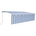 vidaXL Manual Retractable Awning With Blind 5X3M Blue & White