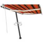 vidaXL Manual Retractable Awning With Led 350X250cm Orange And Brown