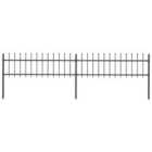 vidaXL Garden Fence With Spear Top Steel 3.4X0.6 M Black