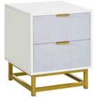 HOMCOM Bedside Table, Sofa Side Table With 2 Drawers Living Room - Bedroom