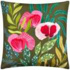 Wylder Nature House Of Bloom Poppy Outdoor Polyester Filled Cushion Olive