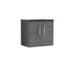 Nuie Arno 600mm Wall Hung 2 Door Vanity & Sparkling Black Laminate Top Anthracite