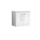 Nuie Arno 600mm Wall Hung 2 Door Vanity & Sparkling White Laminate Top Gloss White