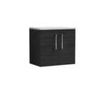Nuie Arno 600mm Wall Hung 2 Door Vanity & Bellato Grey Laminate Top Charcoal Black