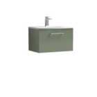 Nuie Arno Wall Hung 1 Drawer Vanity & Curved Basin - Satin Green