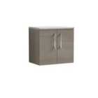 Nuie Arno 600mm Wall Hung 2 Door Vanity & Bellato Grey Laminate Top Solace Oak