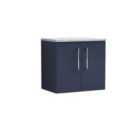 Nuie Arno 600mm Wall Hung 2 Door Vanity & Bellato Grey Laminate Top Electric Blue