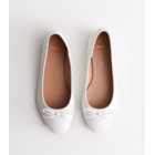 Wide Fit White Leather-Look Ballerina Pumps