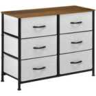 HOMCOM 6 Drawer Fabric Chest Of Drawers with Wooden Top For Closet Hallway - Grey