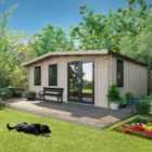 Power 18x20 Chalet Log Cabin, Doors to the Right - 44mm Logs