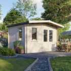 Power 10x14 Chalet Log Cabin, Doors to the Right - 28mm Logs