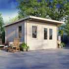 Power 14x12 Pent Log Cabin, Doors to the Right - 28mm Logs