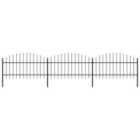 vidaXL Garden Fence With Spear Top Steel (1-1.25)x5.1 M Black