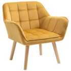 HOMCOM Luxe Accent Chair w/ Wide Arms Slanted Back - Yellow