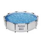 Bestway Max Steel Pro Round Frame Swimming Pool with Filter Pump - Grey - 10 ft