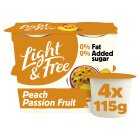 Light & Free Peach & Passionfruit Fat Free Greek Yogurt, 4x115g