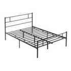 HOMCOM Double Metal Bed Frame With Headboard And Footboard Black