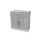 Ready Assembled Indices 1 Drawer Sideboard - Grey Gloss and White